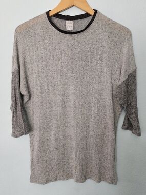 Zara Heather Gray Knit Top with Black Trim